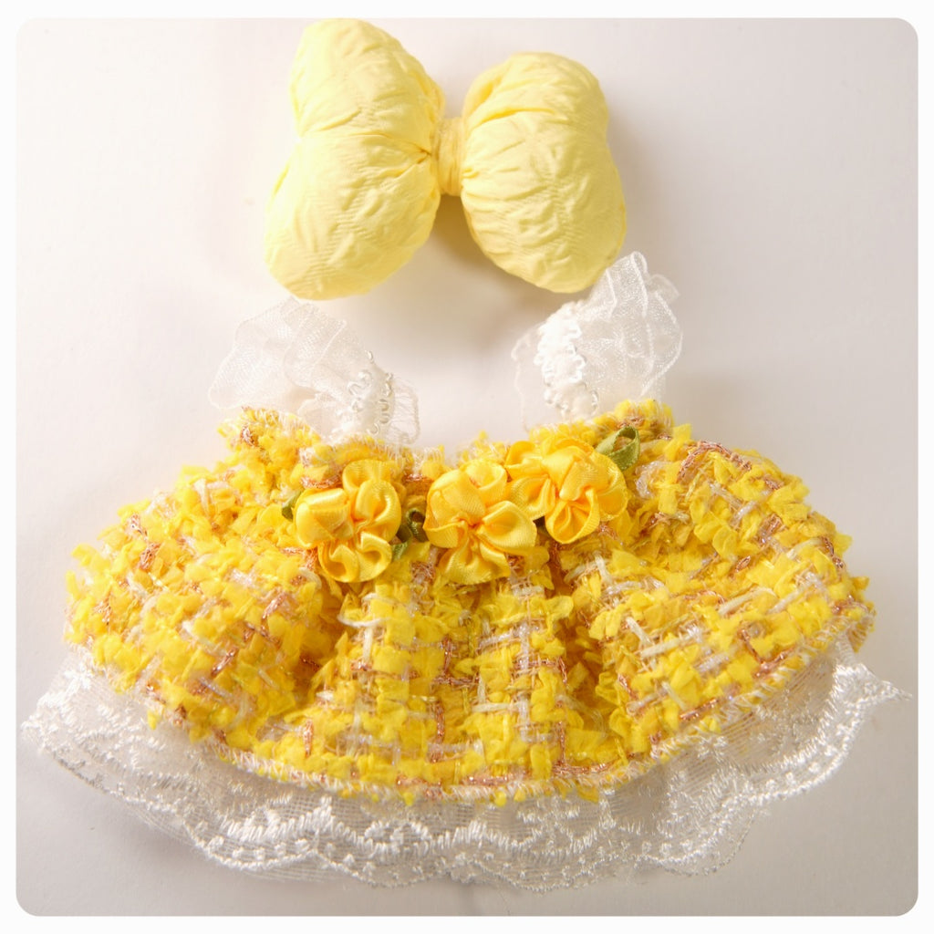 labubu 17 cm Plush Doll Rustic Bow Lace Dress Set